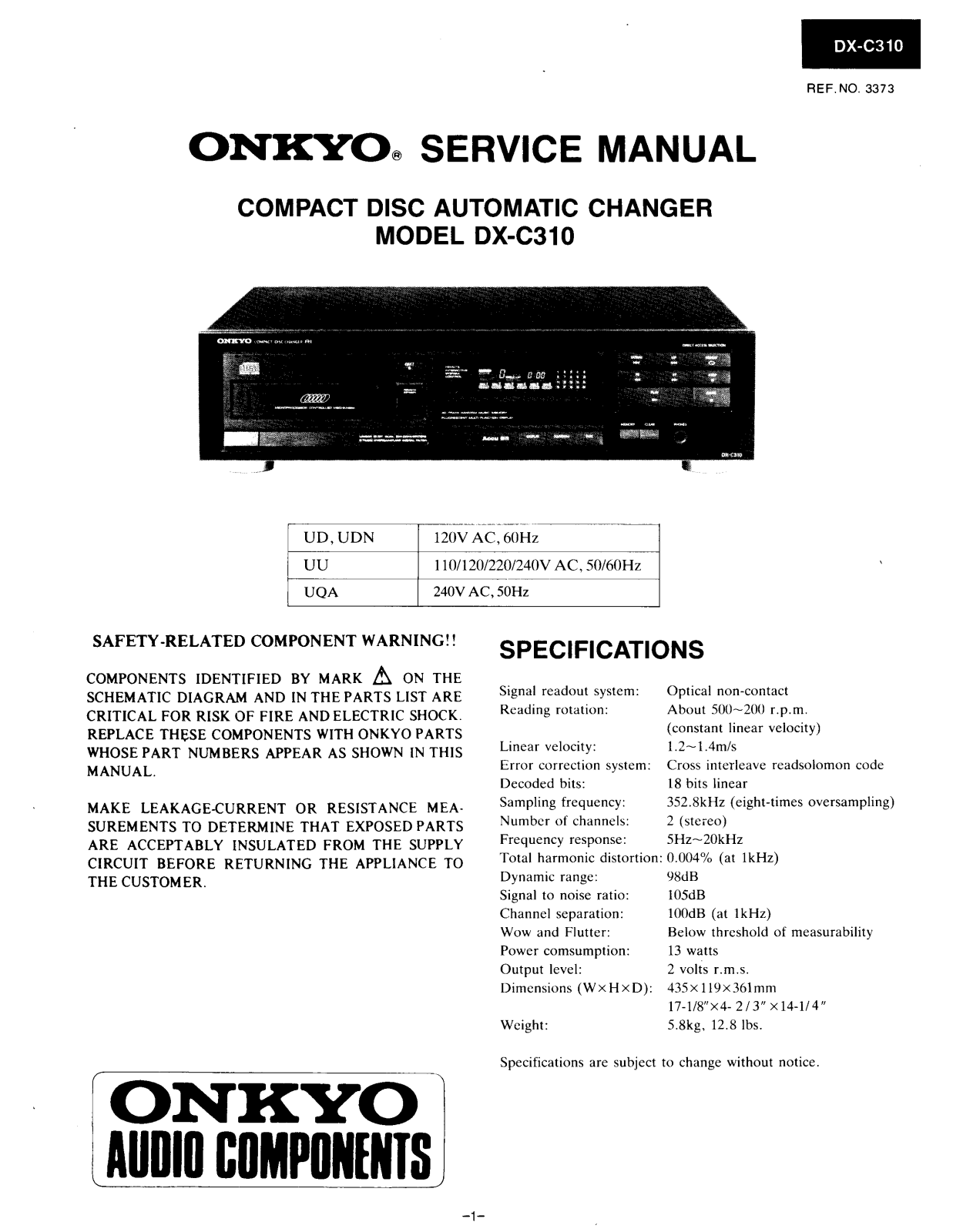 Onkyo DXC-310 Service Manual