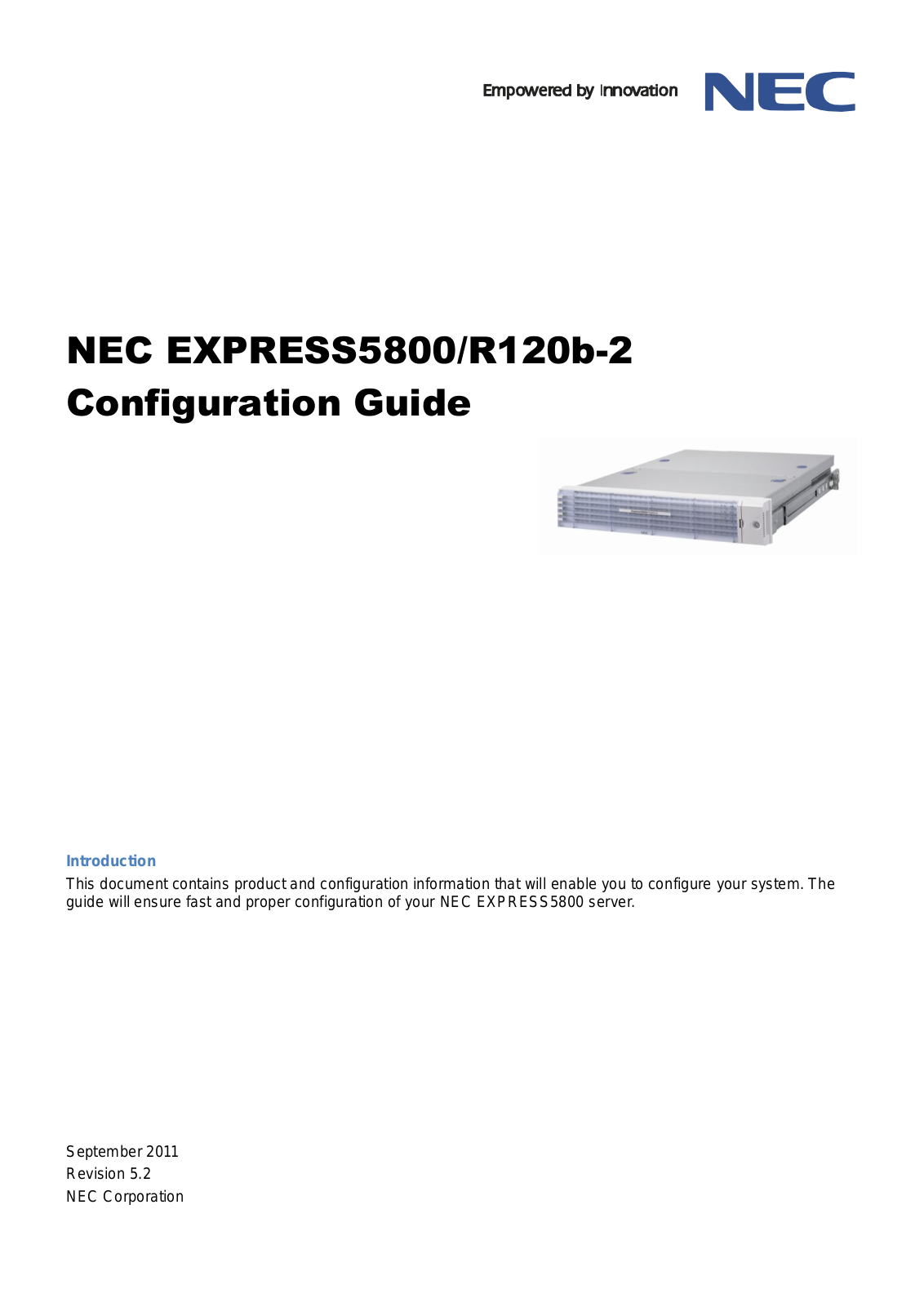 NEC Express5800-R120b-2 Configuration Guide