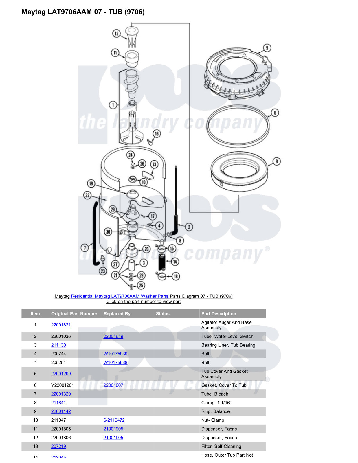 Maytag LAT9706AAM Parts Diagram