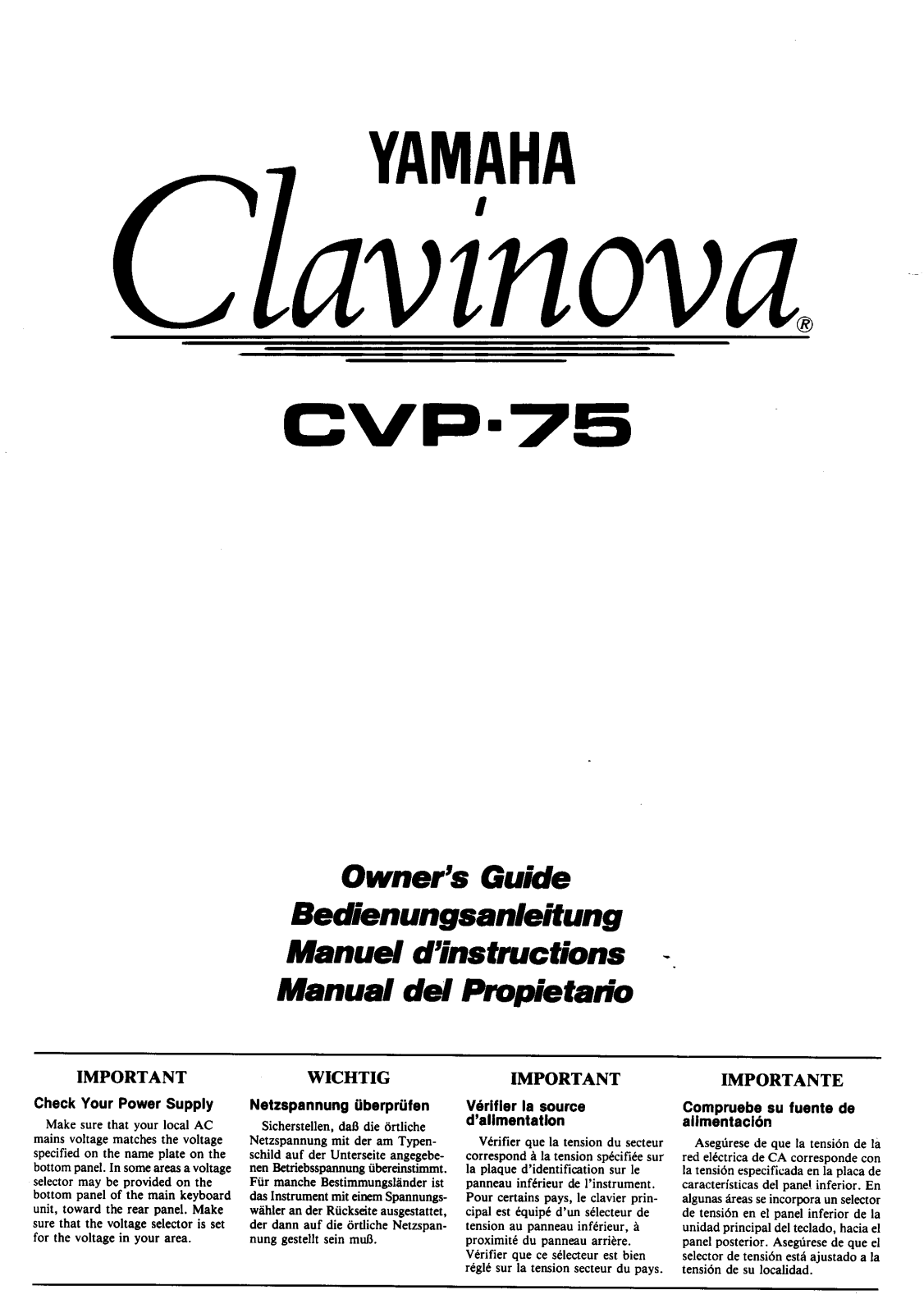 YAMAHA CVP-75 User Manual