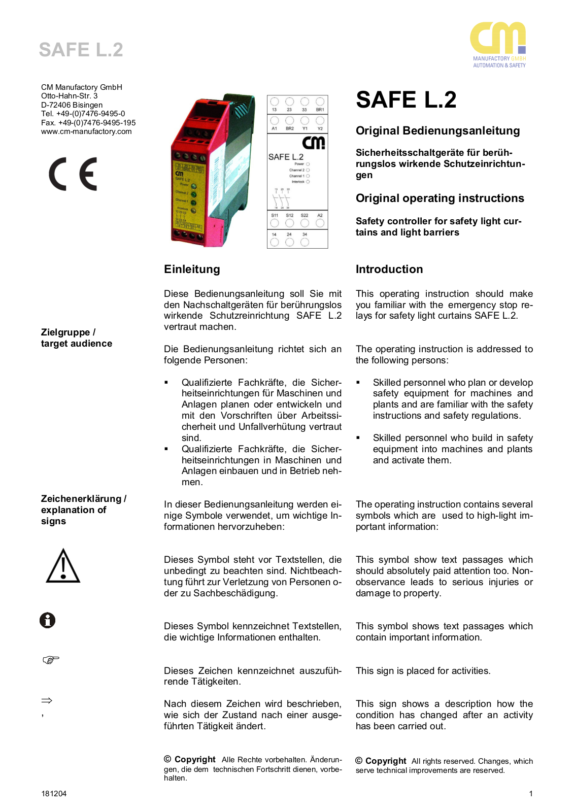 CM Manufactory SAFE L.2 User guide