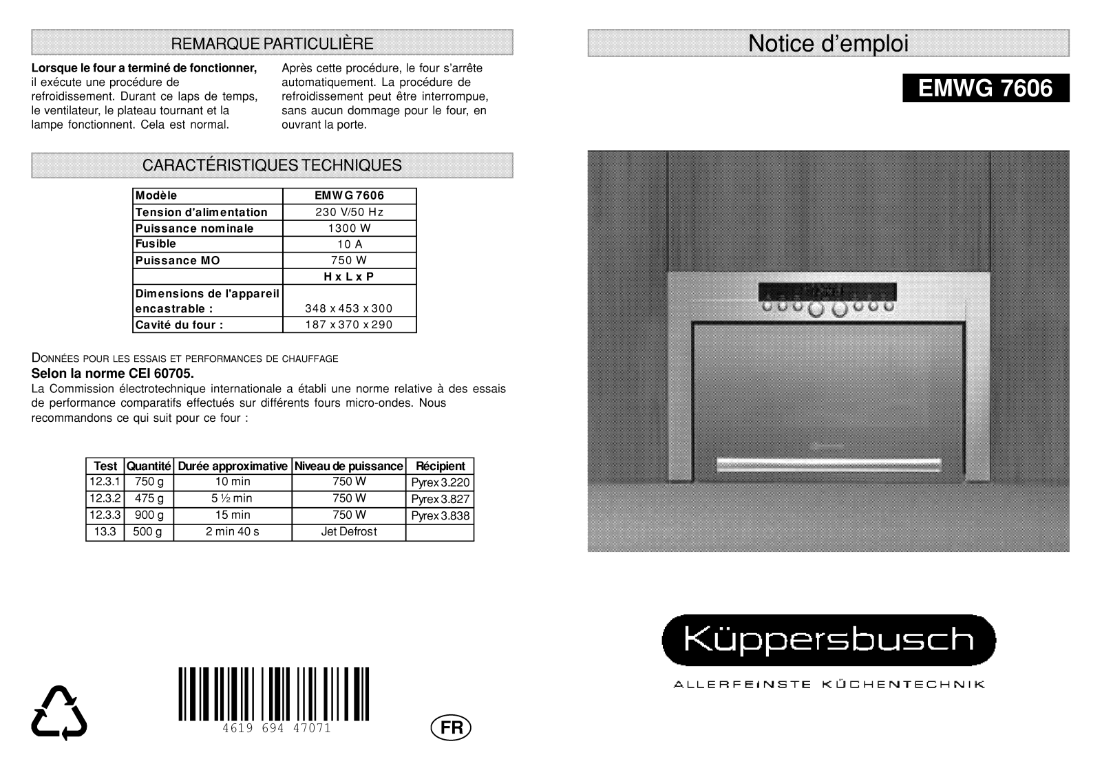 Küppersbusch Emwg 7606.0, EMWG7606.0M User Manual