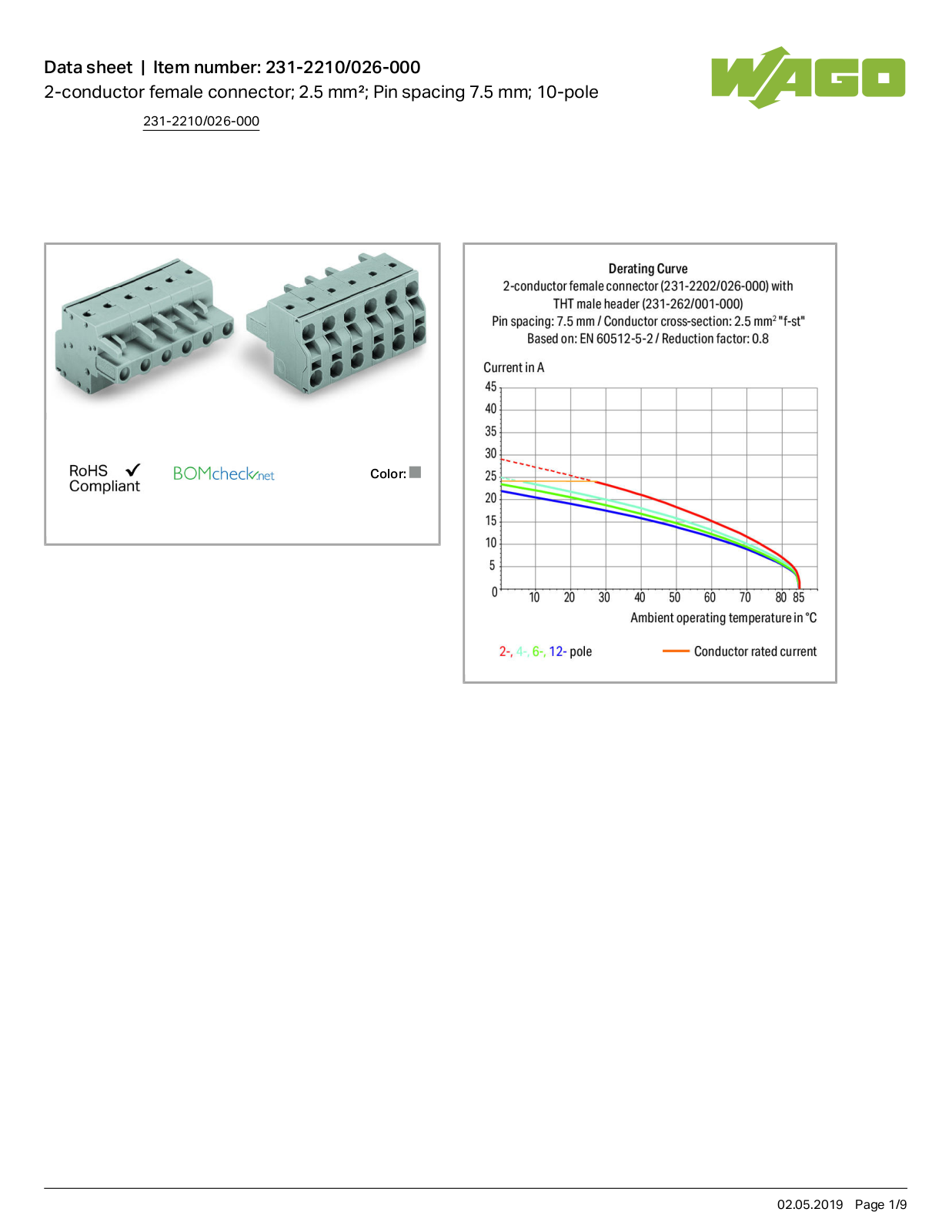 Wago 231-2210/026-000 Data Sheet