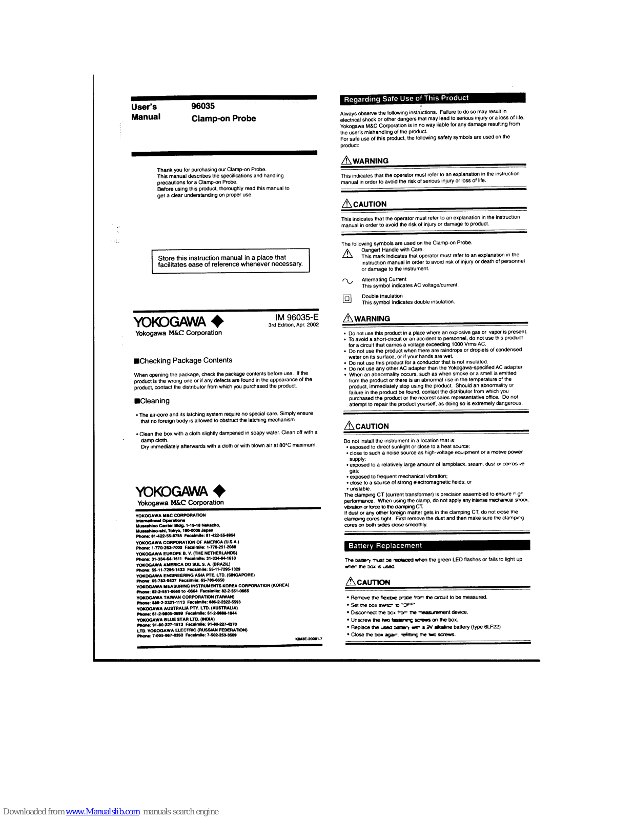 YOKOGAWA 96035 User Manual