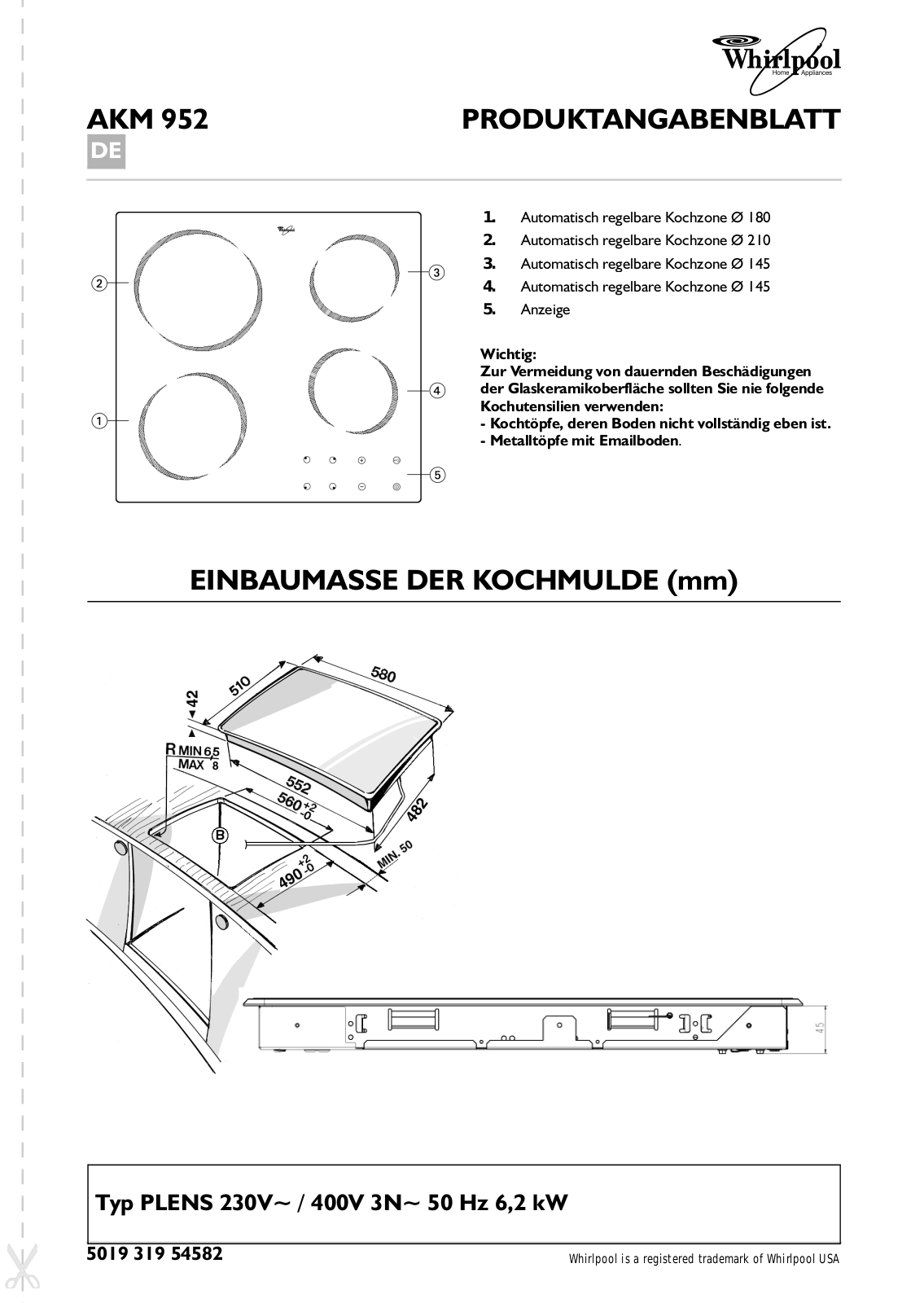 Whirlpool AKM 952 NE, AKM 952/IX INSTALLATION