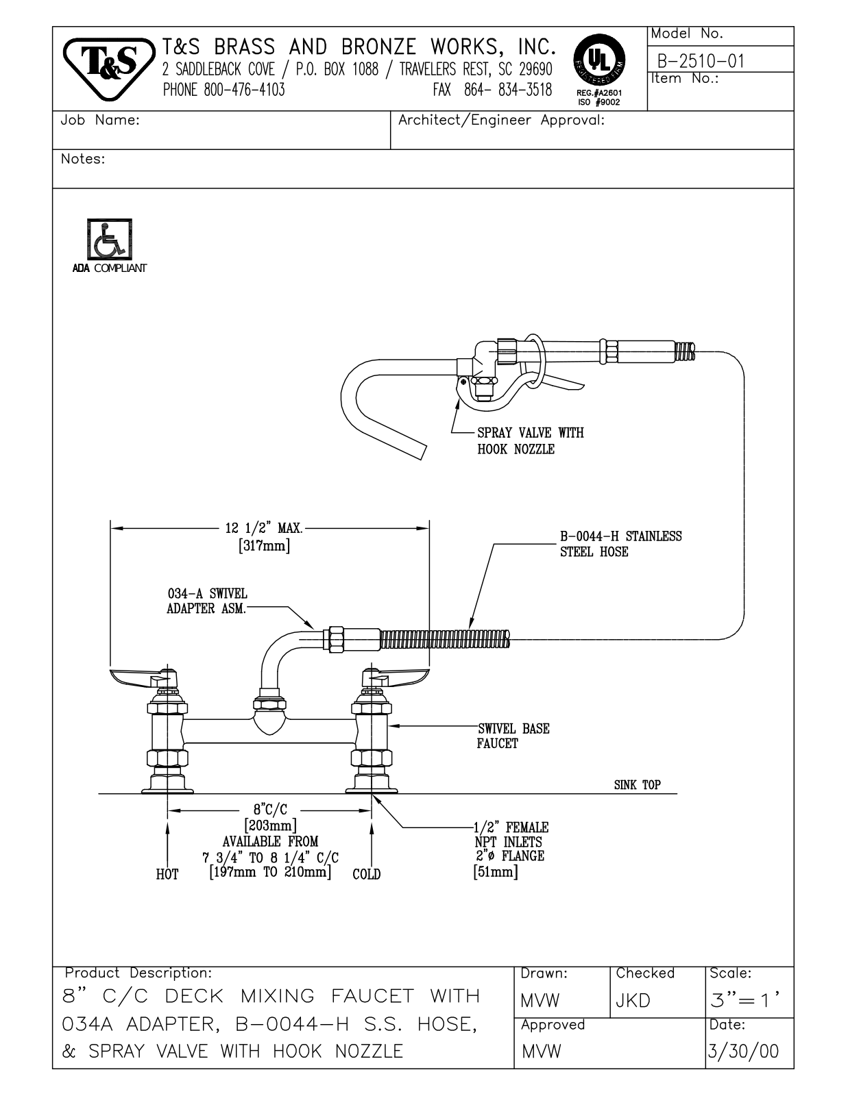 T&S Brass Manuals B-2510-01 User Manual