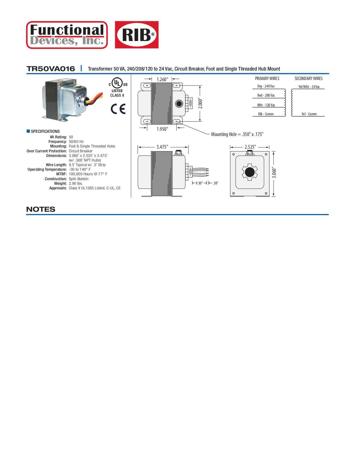 Schneider Electric TR50VA016 Data Sheet