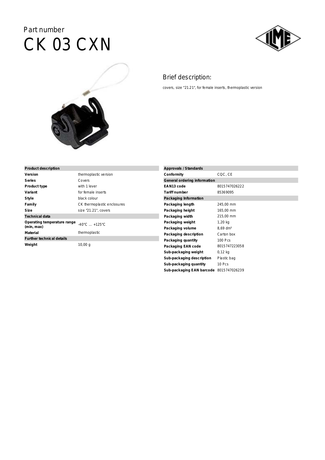 ILME CK-03CXN Data Sheet