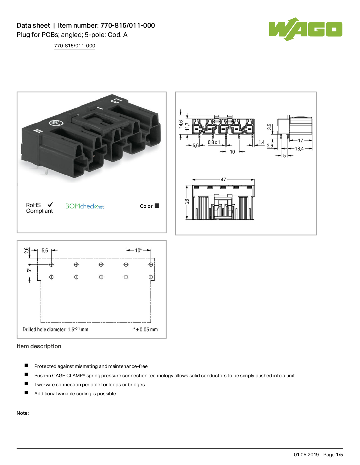 Wago 770-815/011-000 Data Sheet