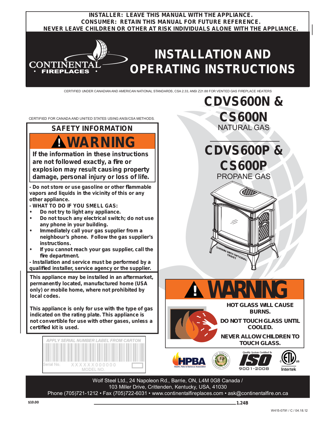 Continental CDVS600 User Manual