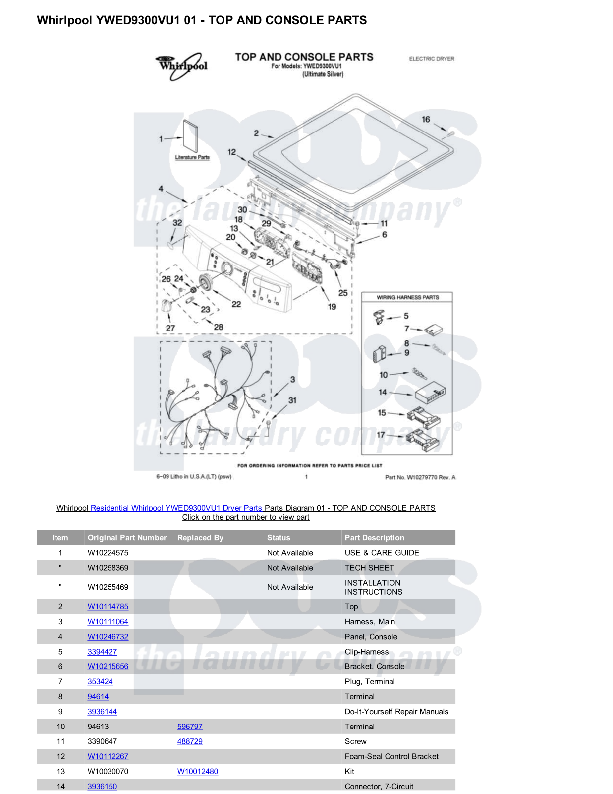 Whirlpool YWED9300VU1 Parts Diagram