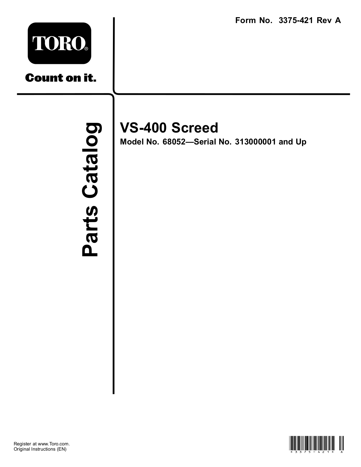 Toro 68052 Parts Catalogue