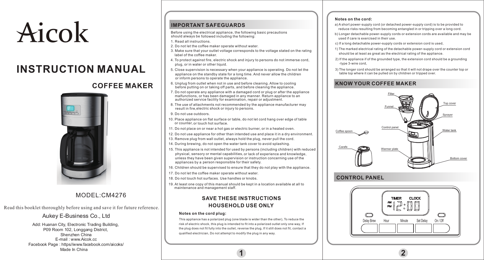 Aicok CM4276 User Manual