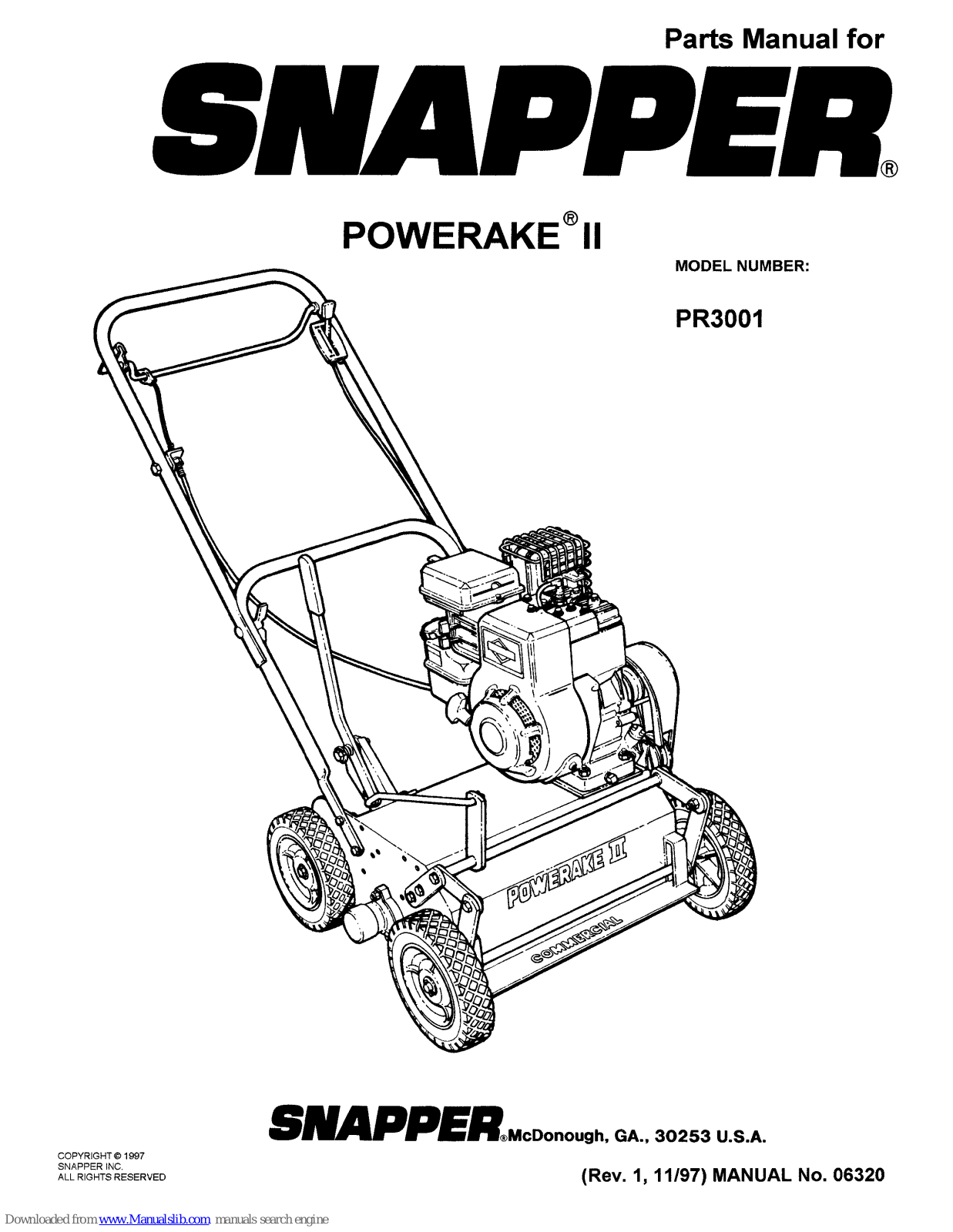 Snapper Powerake II PR3001 Parts Manual