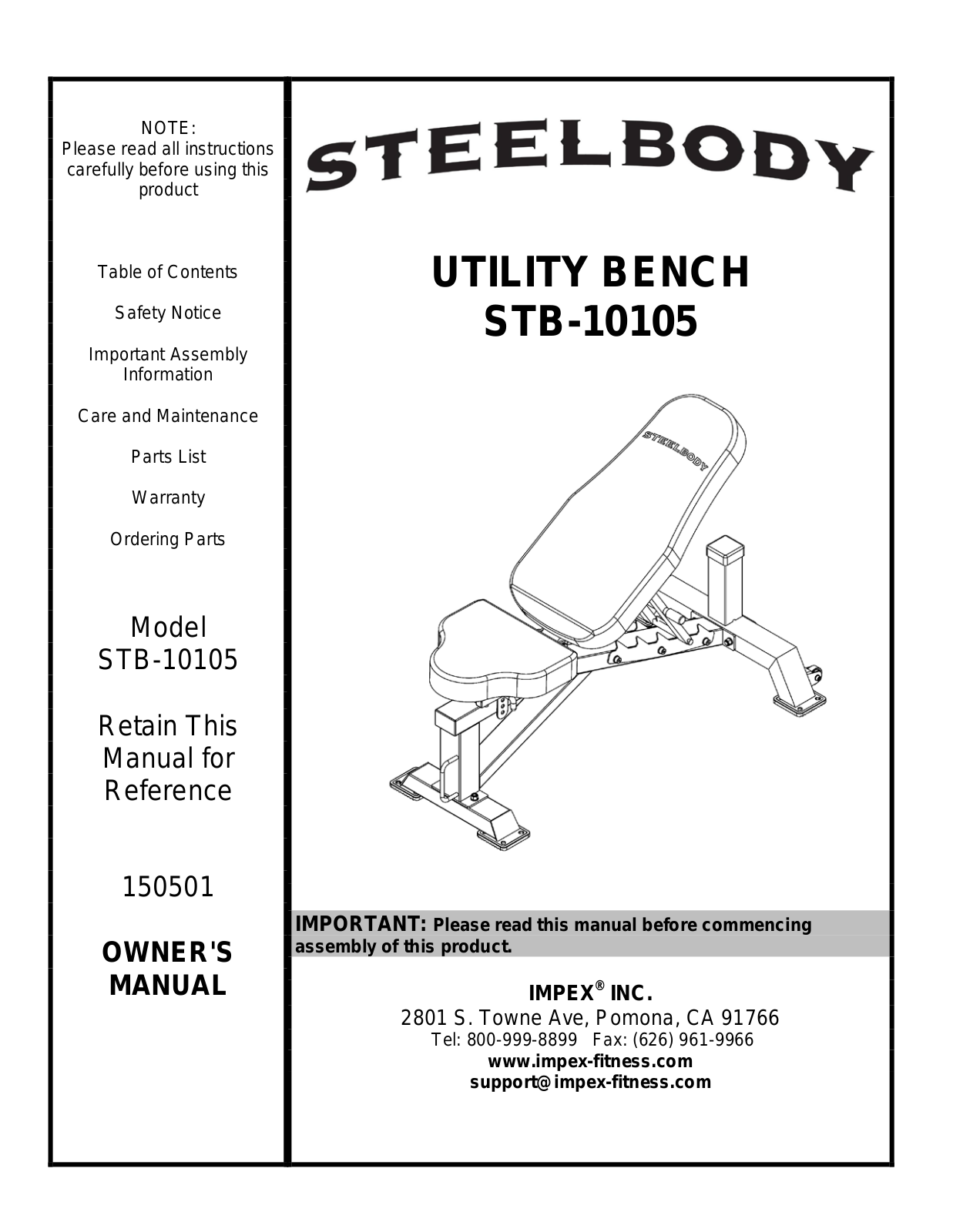 Impex STB-10105 Owner's Manual