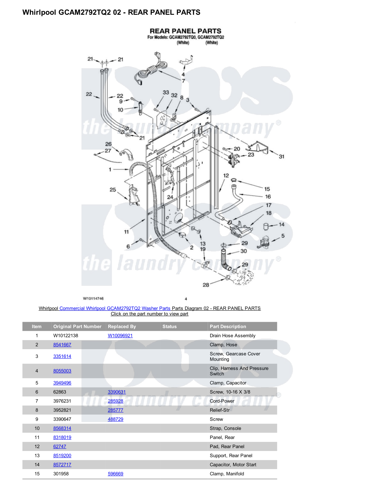 Whirlpool GCAM2792TQ2 Parts Diagram