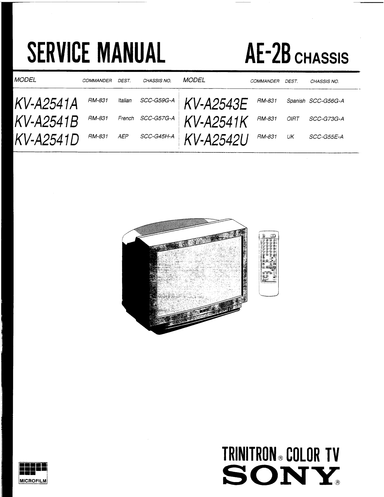 SONY kva2541a, kv-a2542u, kva2541b, kva2541d, kva2541e SERVICE MANUAL