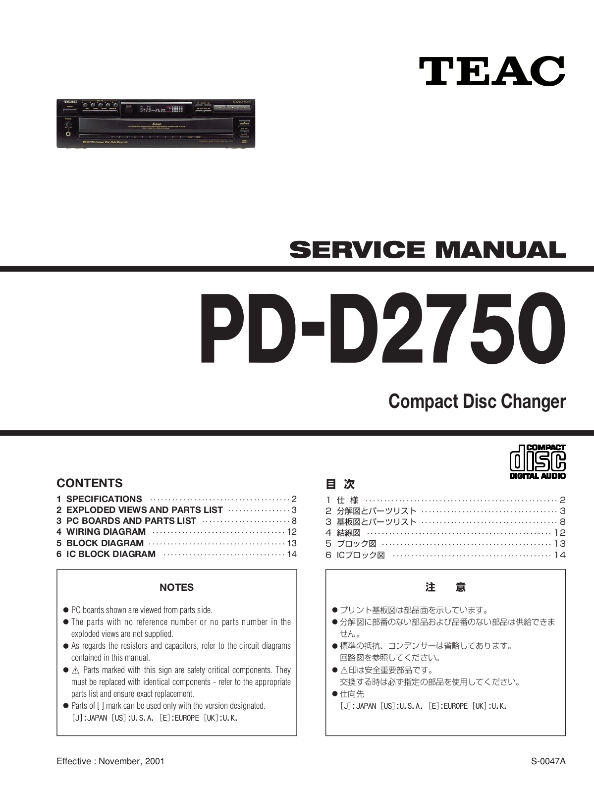 TEAC PDD-2750 Service manual