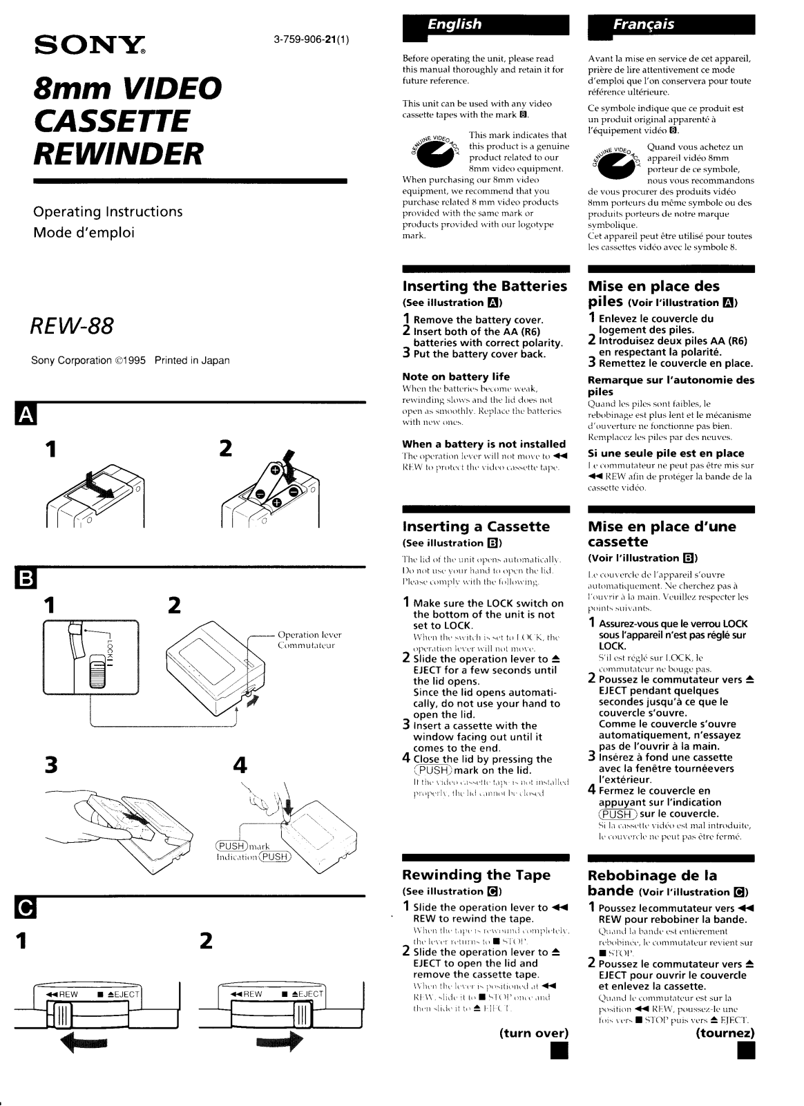 Sony REW88 Operating Instructions