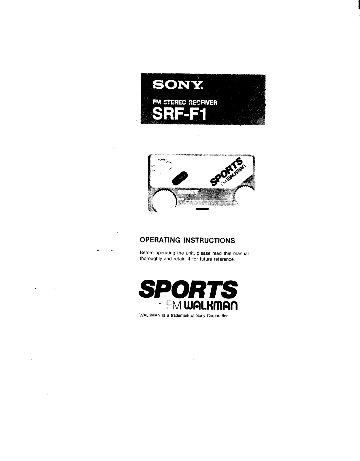 Sony SRF-F1 User Manual