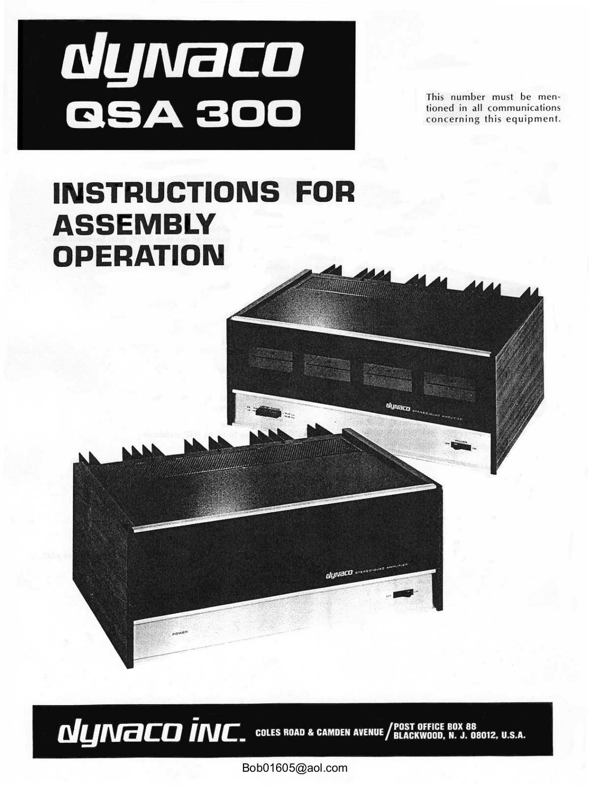 Dynaco QSA-300 Service manual