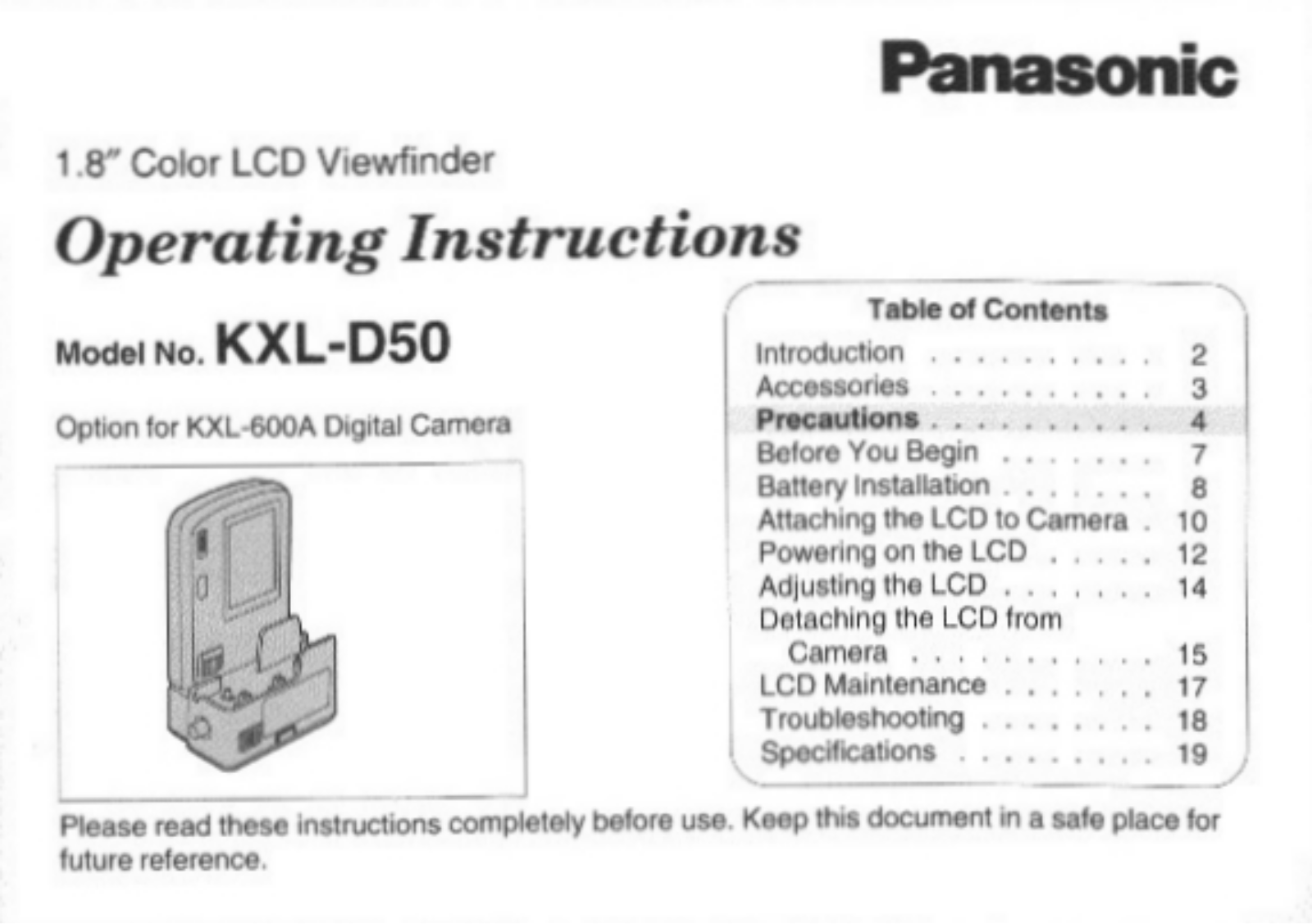 Panasonic KXL50 User Manual