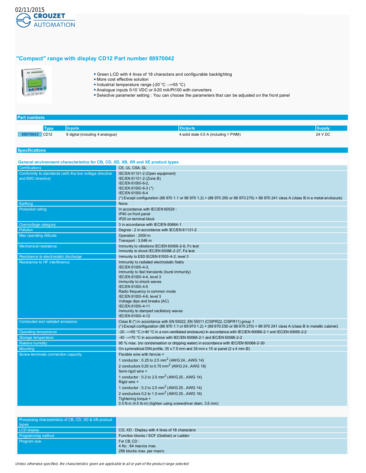 Crouzet 88970042 Data Sheet - ManualMachine.com