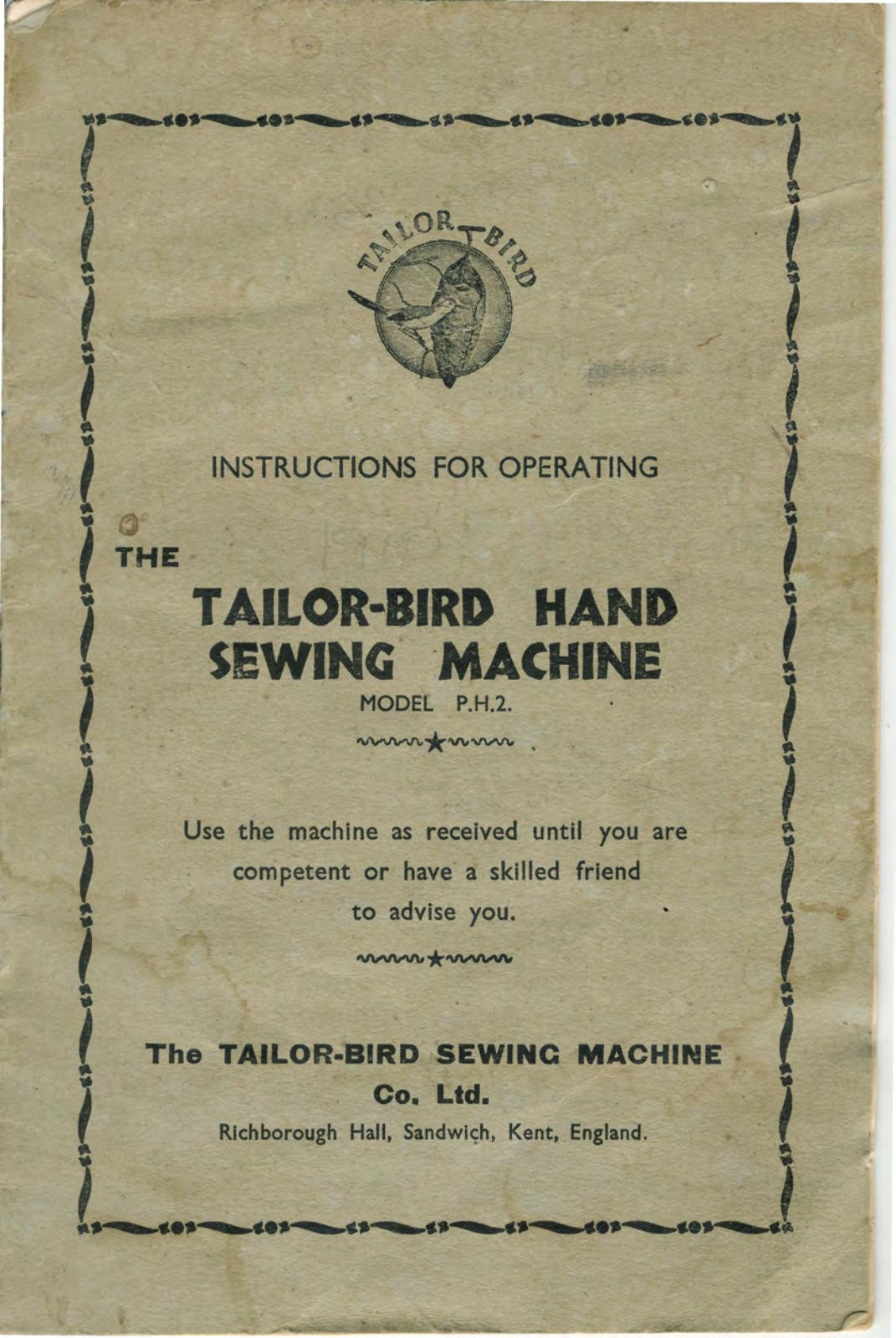 Taylor Bird P.H.2. instruction manual