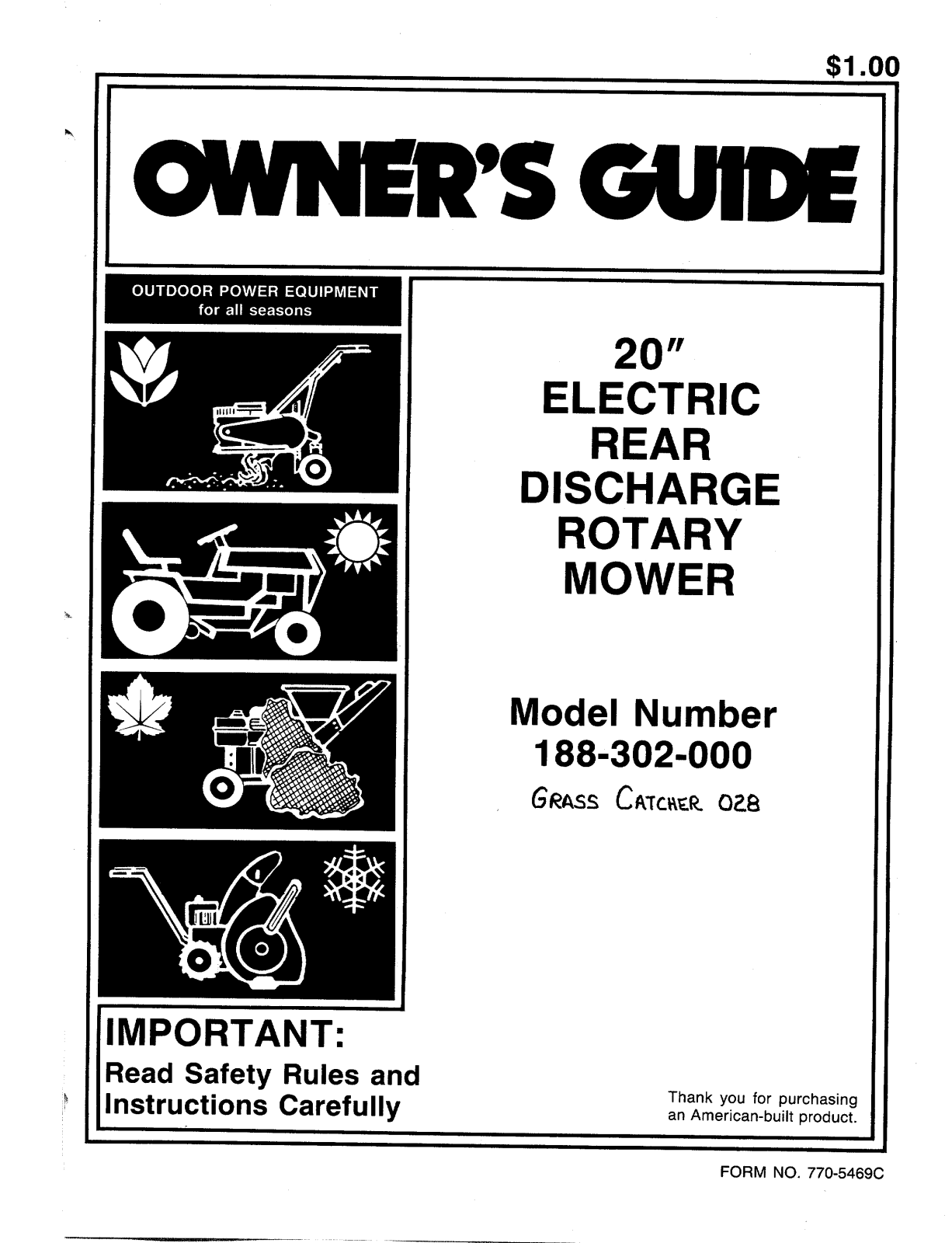 Mtd 182-302-000 owners Manual