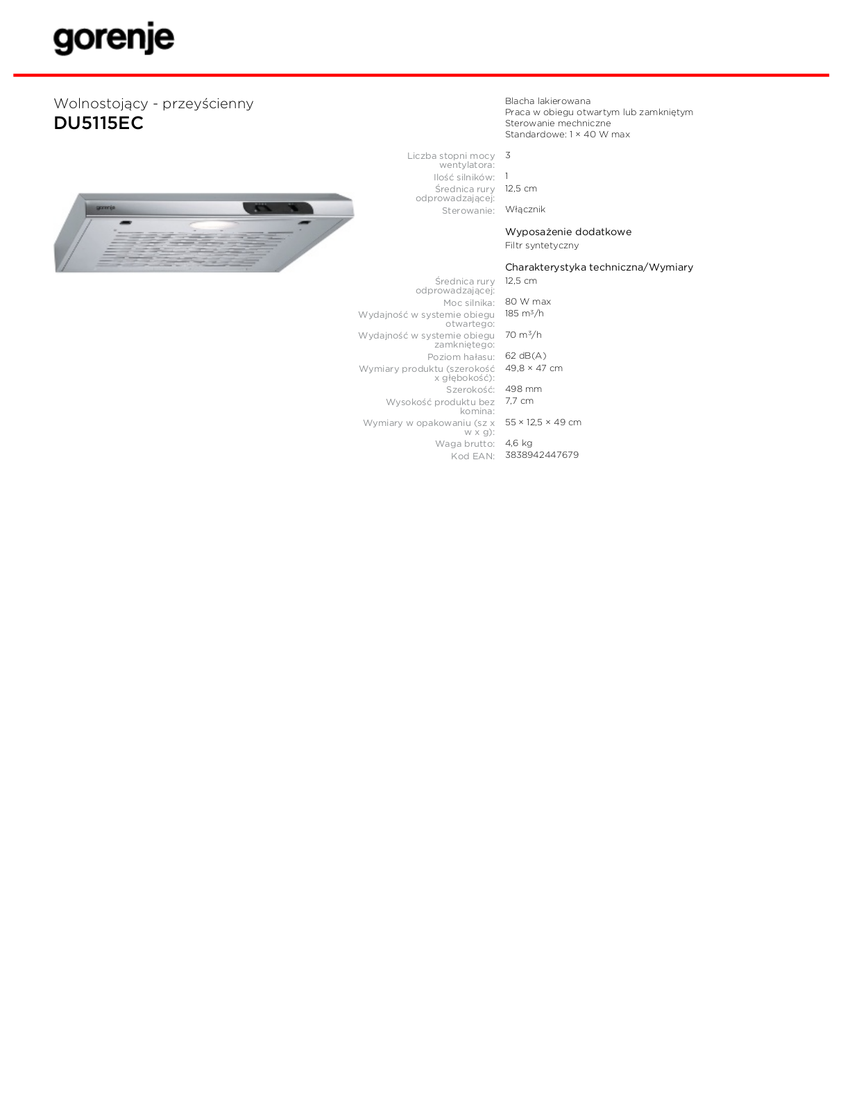 Gorenje DU5115EC DATASHEET