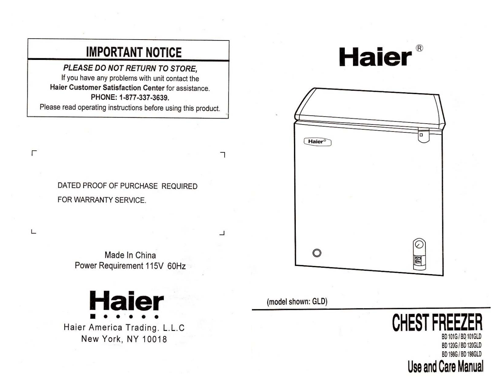 Haier GLD User Manual