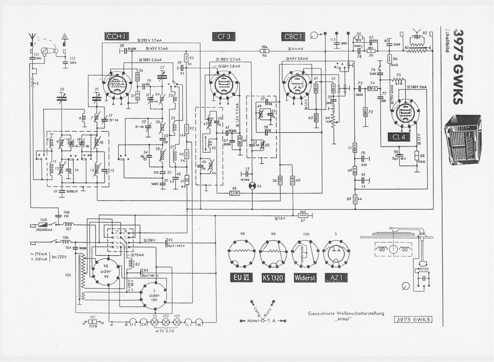 Telefunken 3975-GWKS Schematic