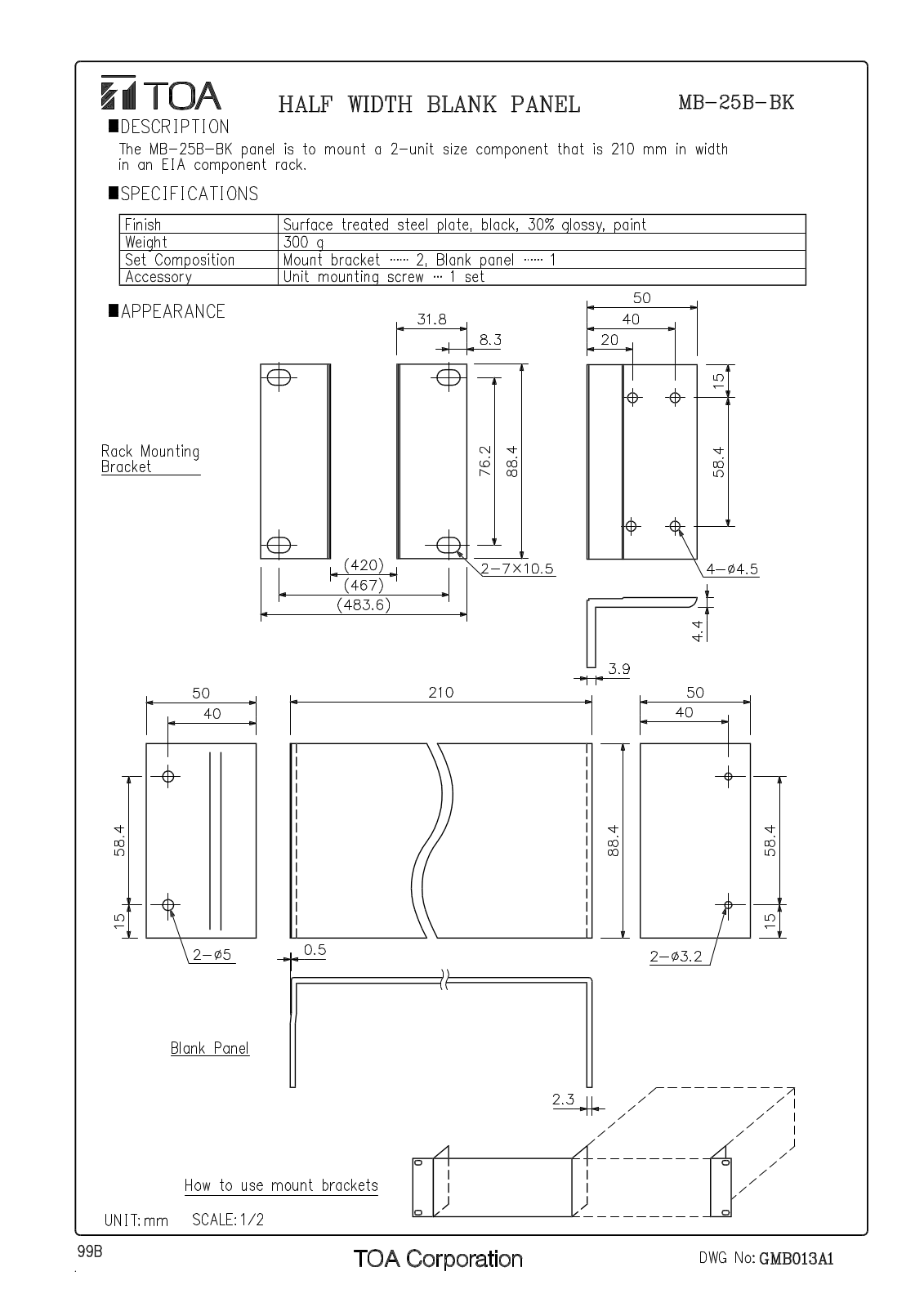 TOA MB-25B-BK User Manual