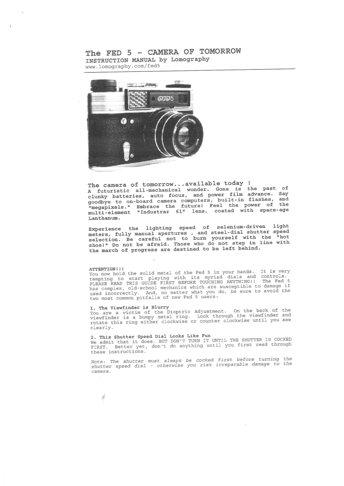 FED 5 Instruction Manual - ManualMachine.com