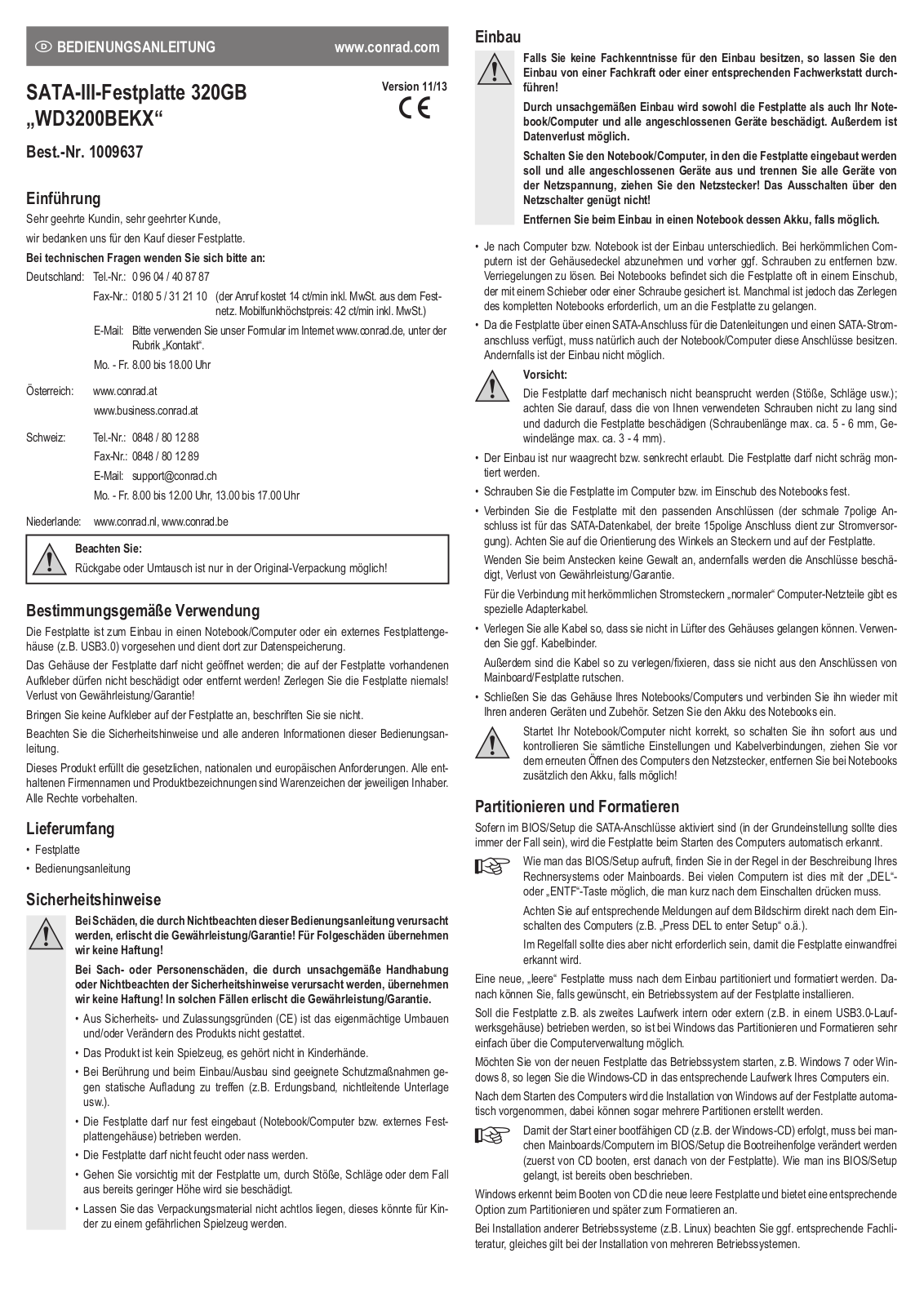 WD WD3200BEKX User guide