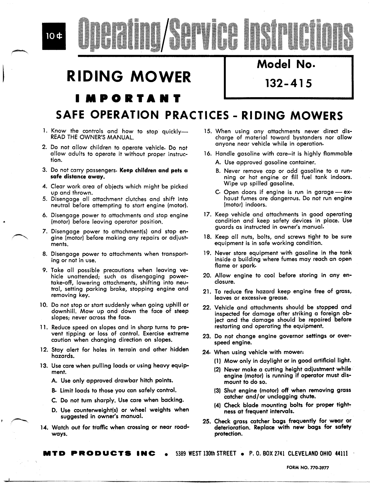 MTD 132-415 User Manual