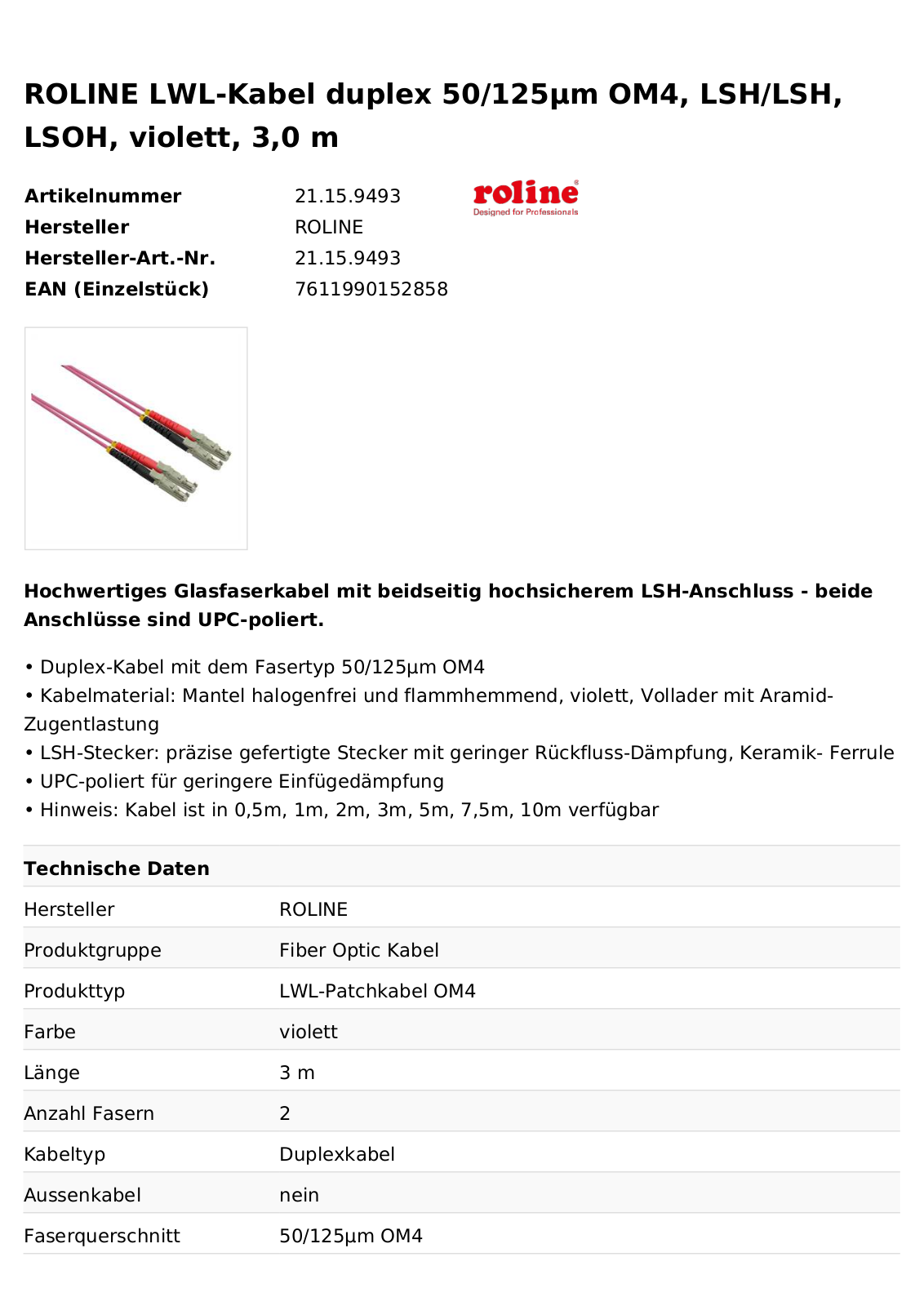 Roline 21.15.9493 User Manual