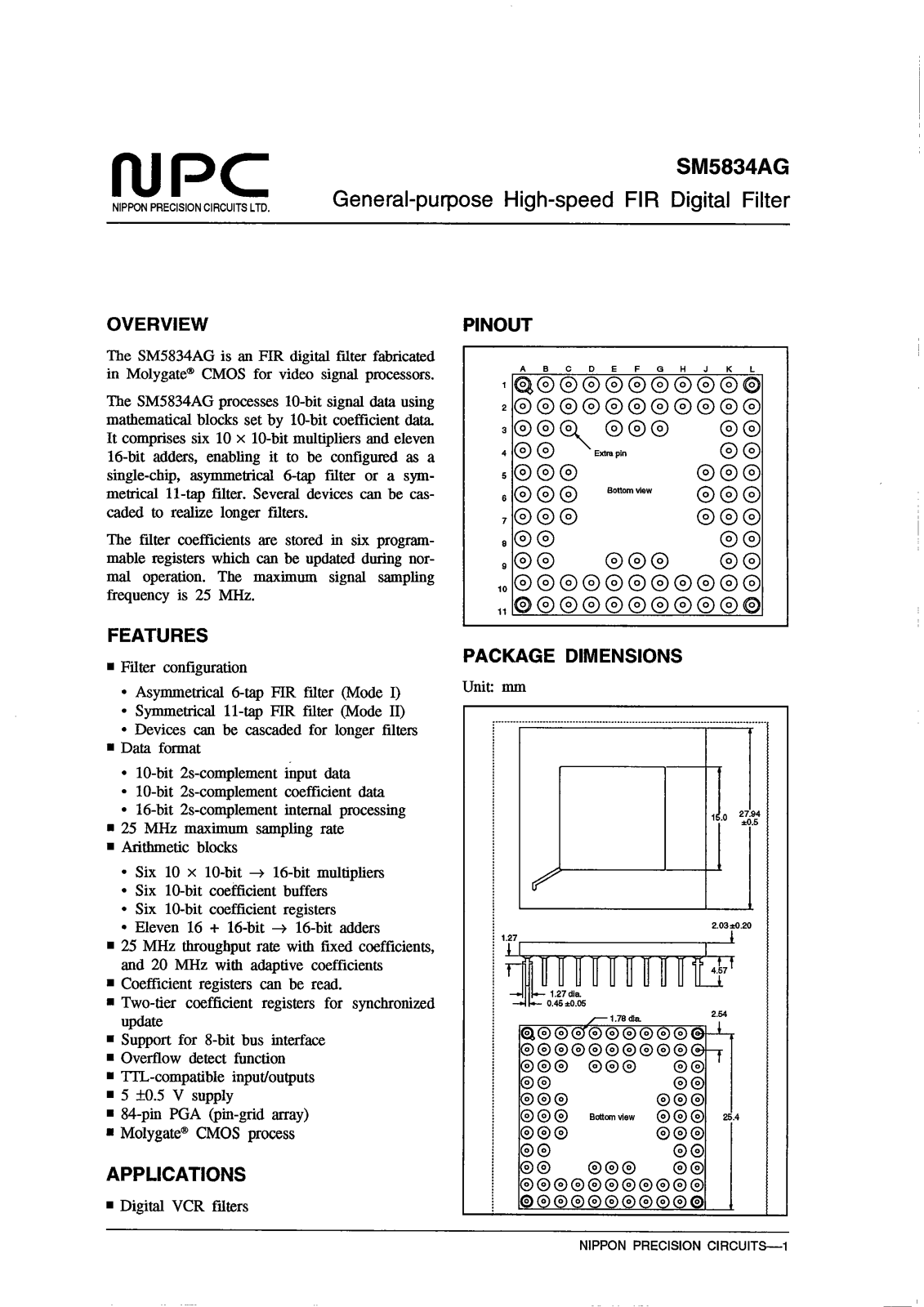 NPC SM5834AG Datasheet