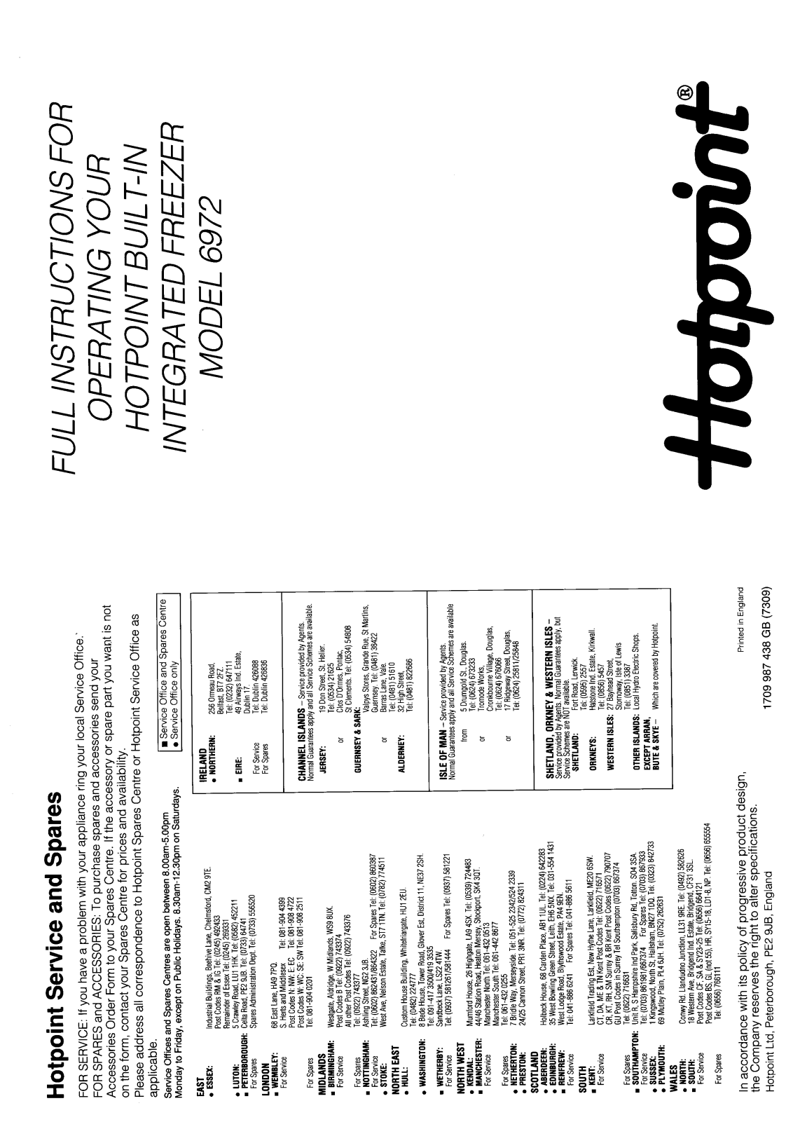 Hotpoint-Ariston HB6972 User Manual