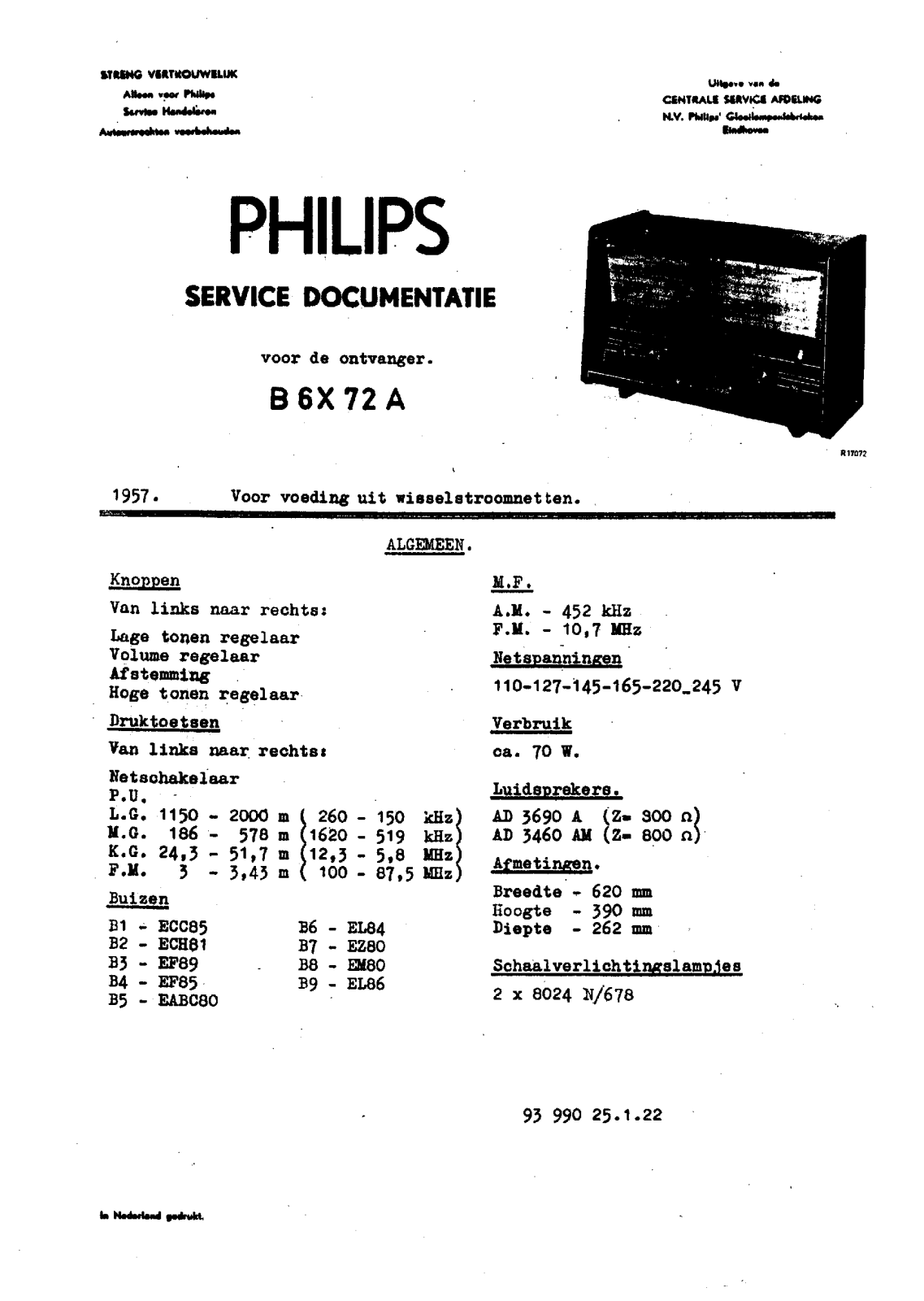 Philips B-6-X-72-A Service Manual