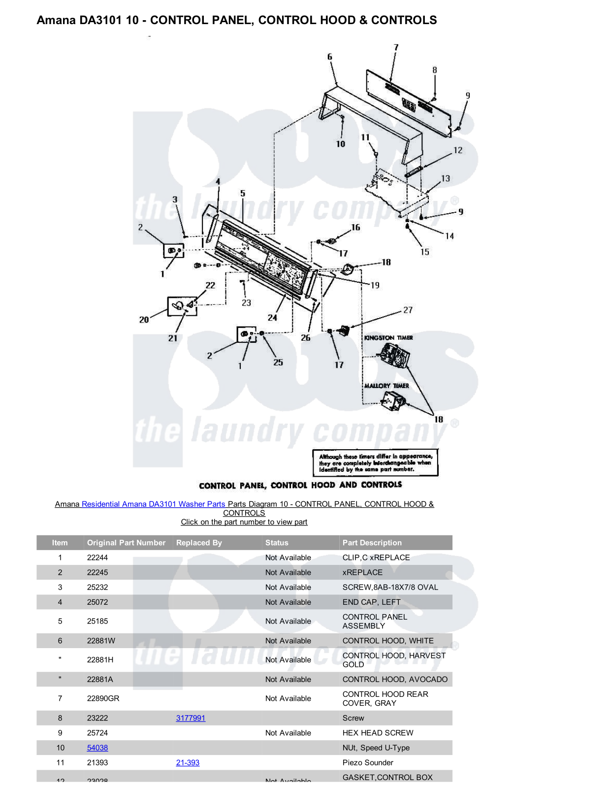 Amana DA3101 Parts Diagram