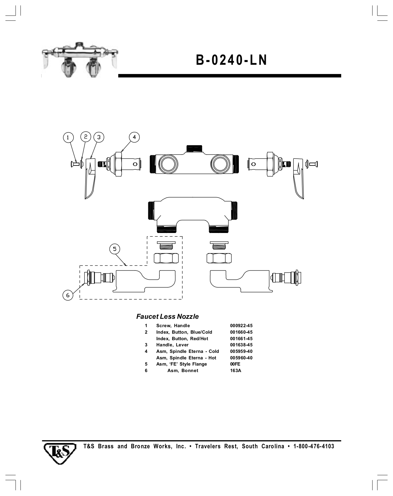 T & S Brass & Bronze Works B-0240-LN Part Manual