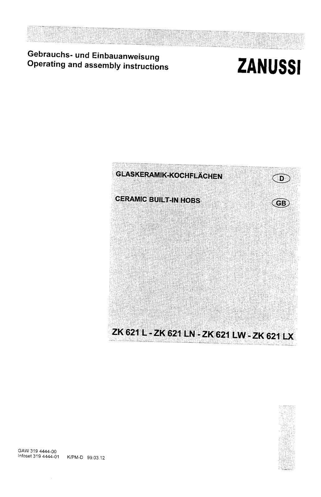 Zanussi ZK621LX, ZK621LN, ZK621L, ZK621LW User Manual