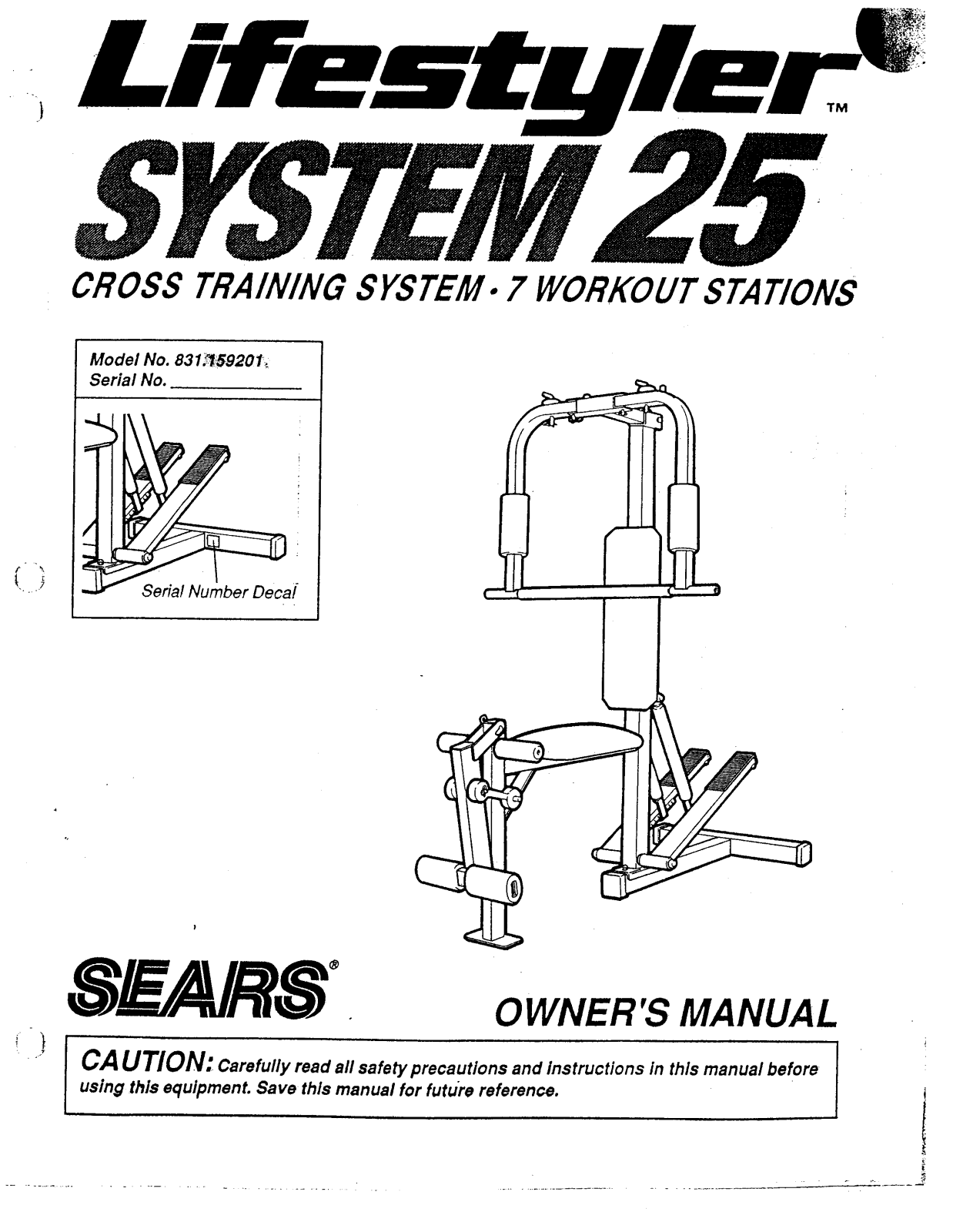 Lifestyler 831.159201 Owner's Manual