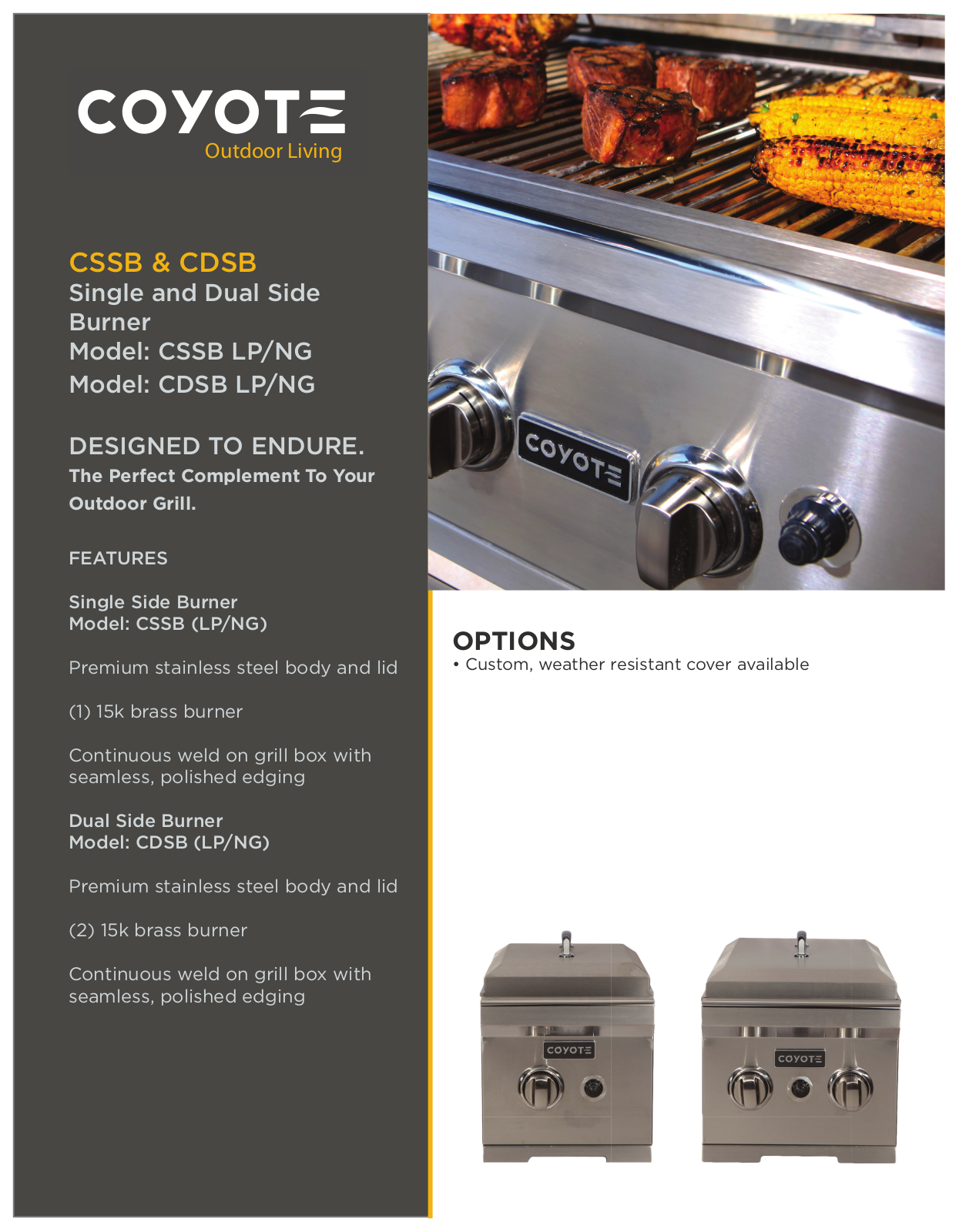 Coyote CDSB LP, CSSB LP, CSSBNG, CDSBNG Specification Sheet