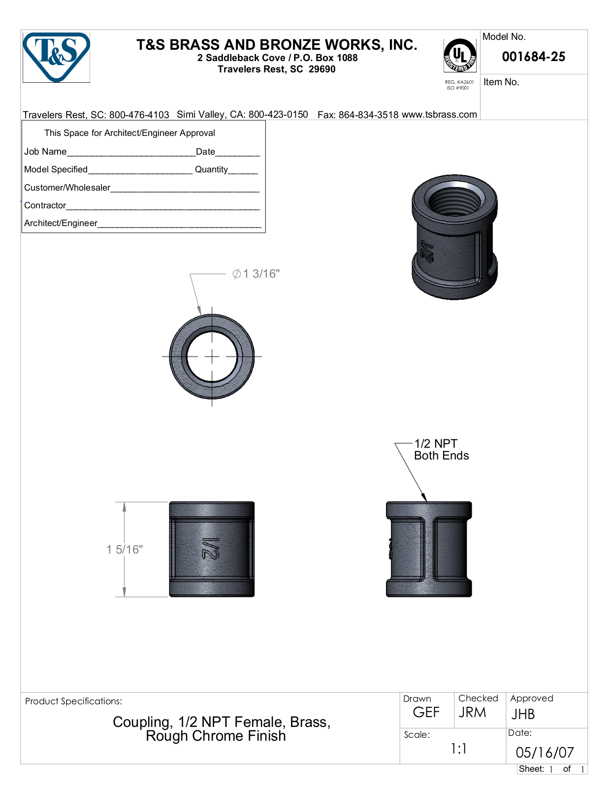 T&S Brass 001684-25 User Manual