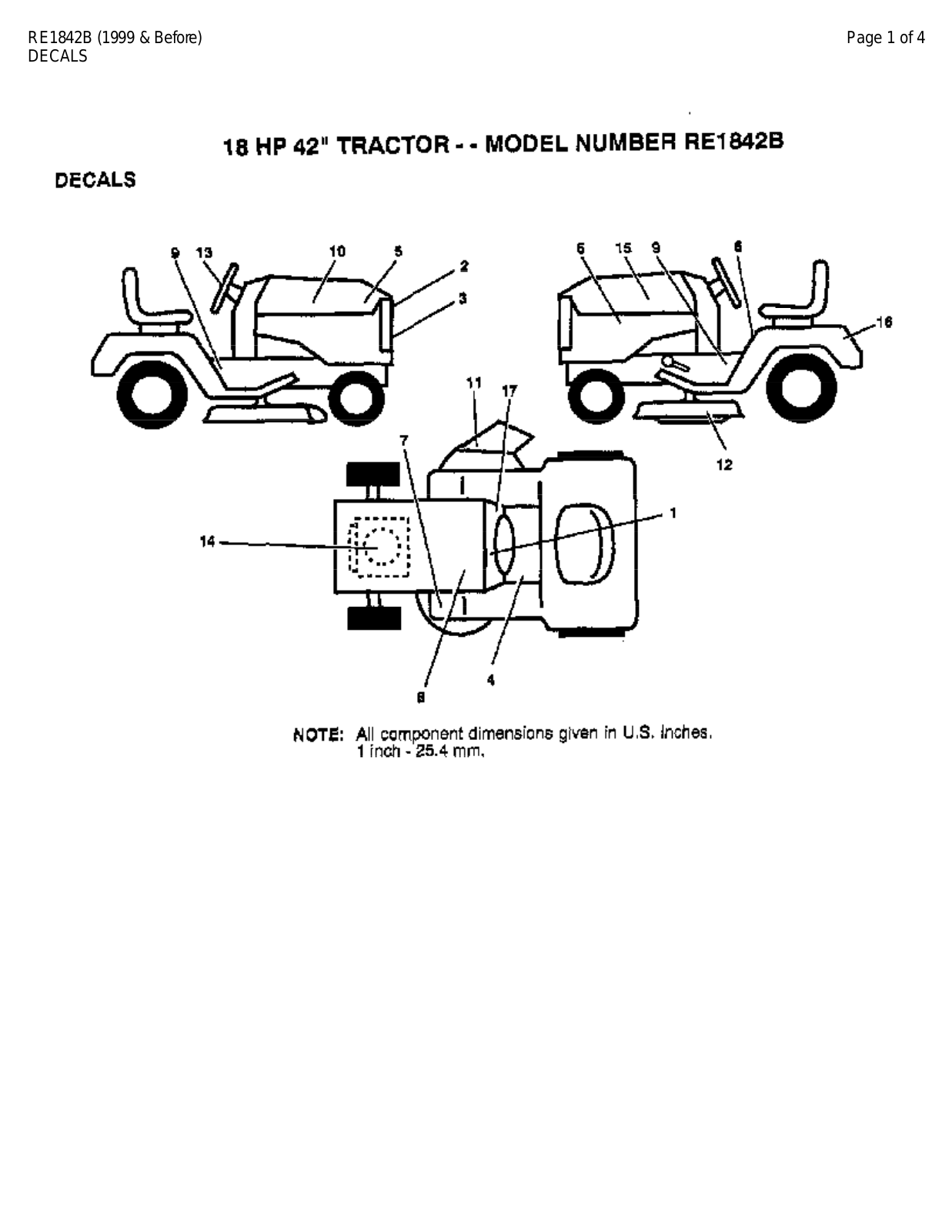 AYP RE1842B, RE1A101A Parts List