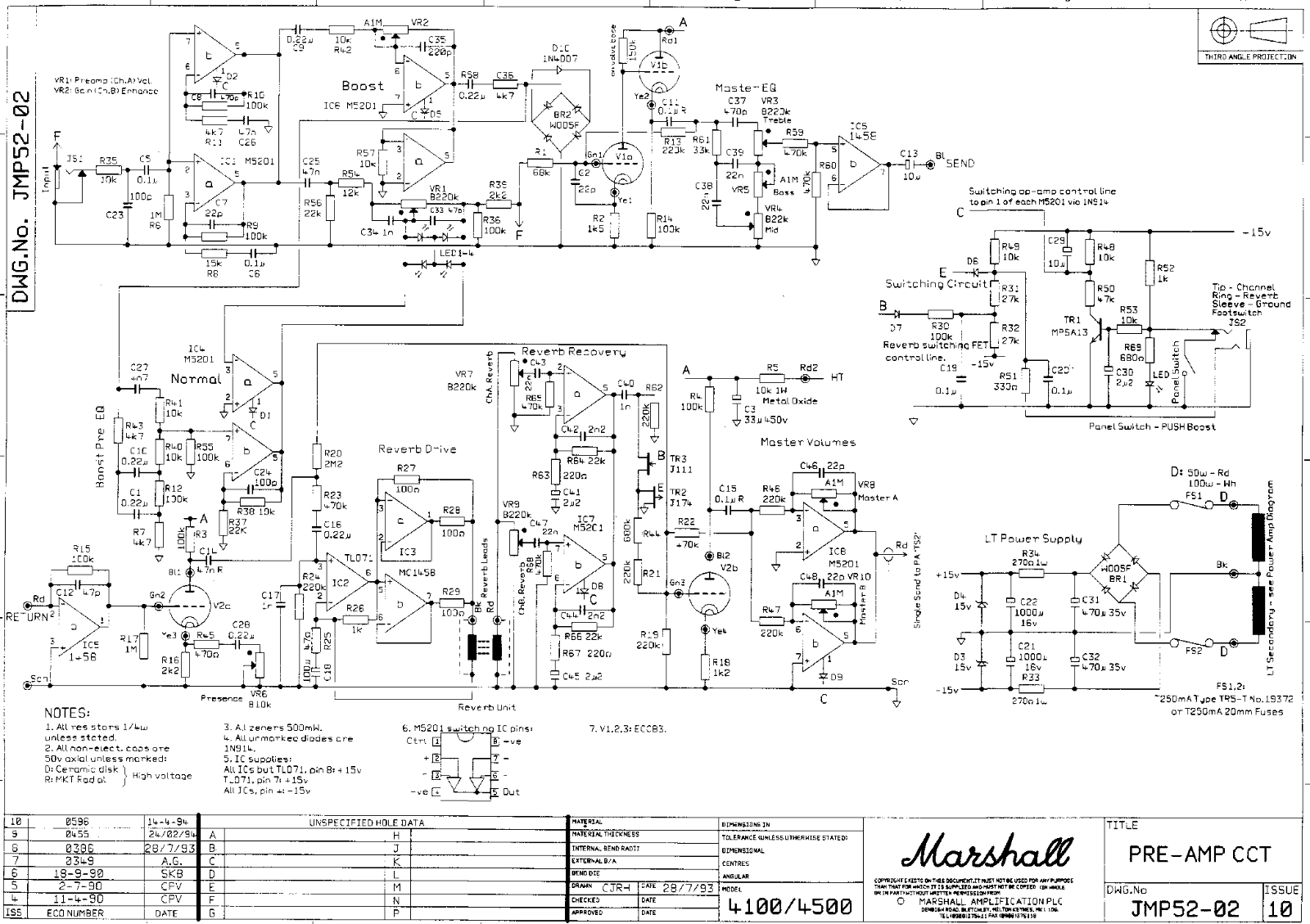 Marshall 4100-Pre-Amp-JMP52-02-10 Schematic