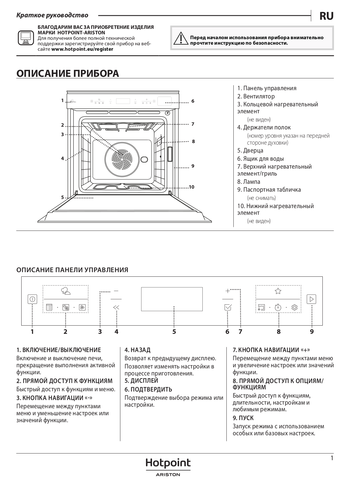 HOTPOINT/ARISTON FI6 S8C1 SH IX HA Daily Reference Guide