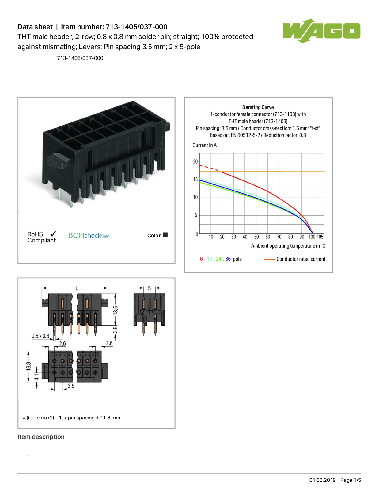 Wago 713-1405/037-000 Data Sheet